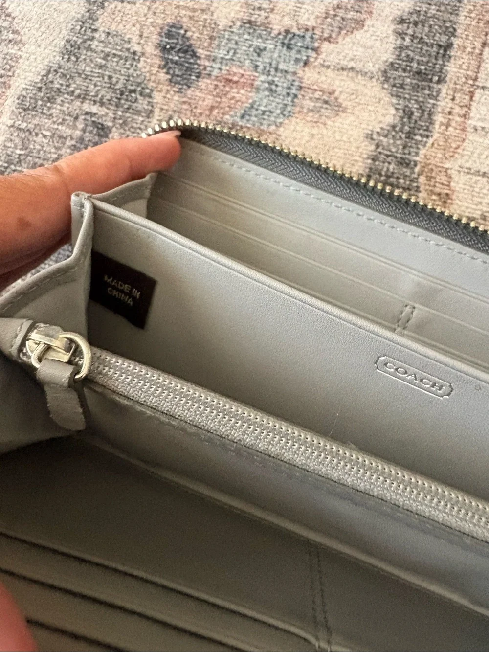 Coach Accordion Madison wallet featuring pleated leather detailing grey